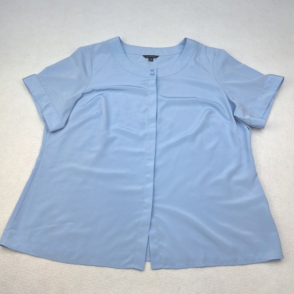 Lands' End Tops - Lands End Blouse Womens 20W Blue Short Sleeve Career Top Classic Office